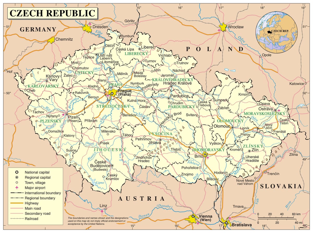 carte de la république tchèque