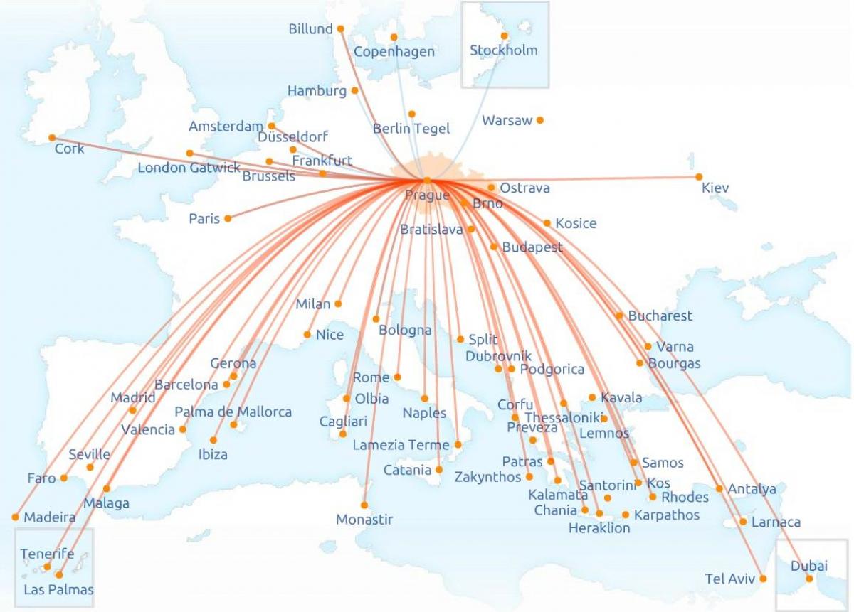 carte de Czech airlines itinéraire