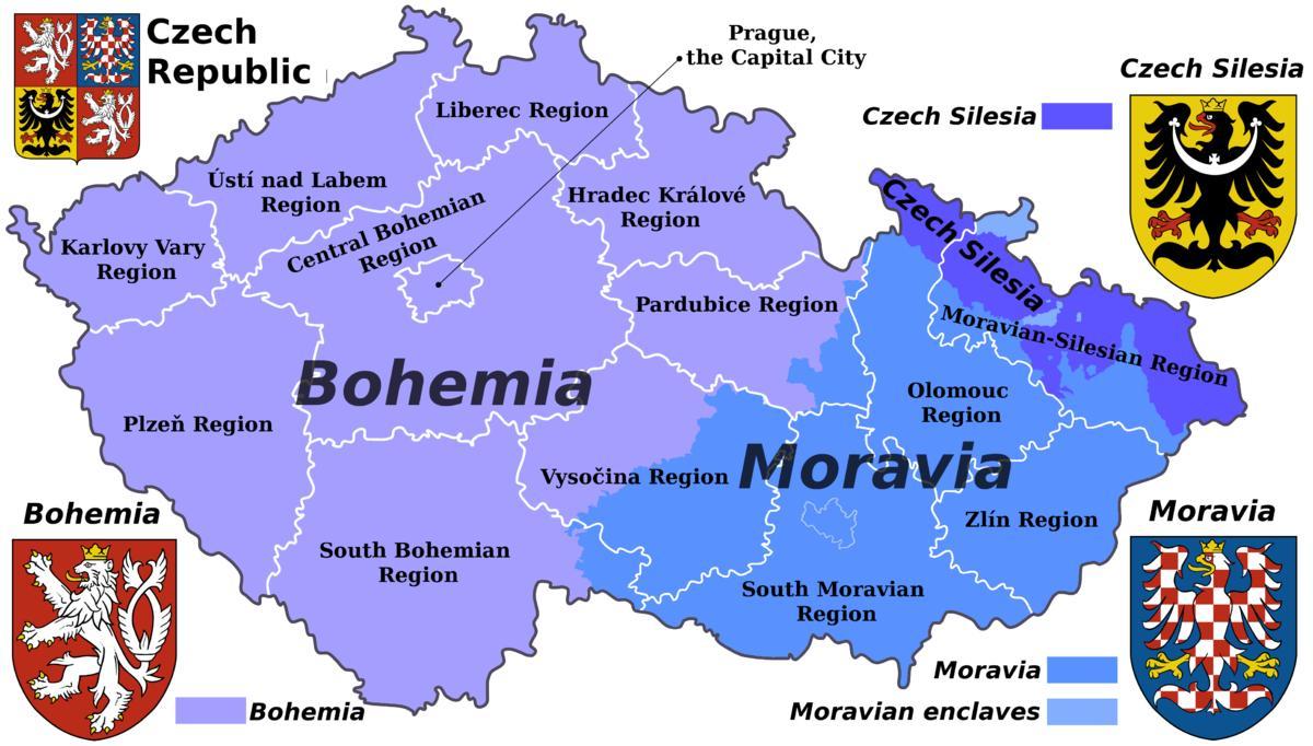 carte de Moravie, république tchèque