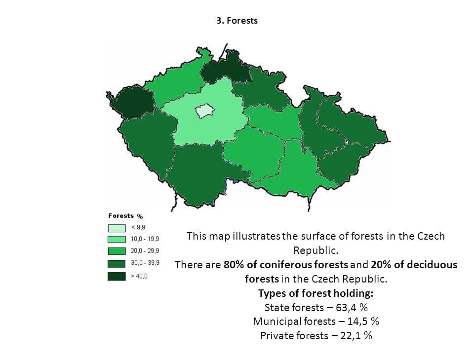 La république tchèque forêts de la carte
