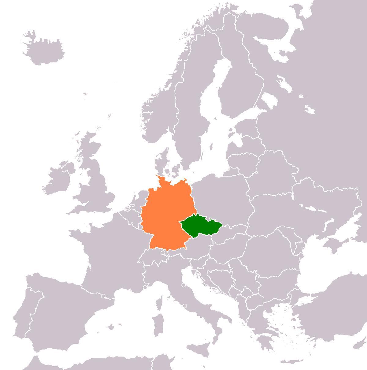 carte de la république tchèque et l'Allemagne
