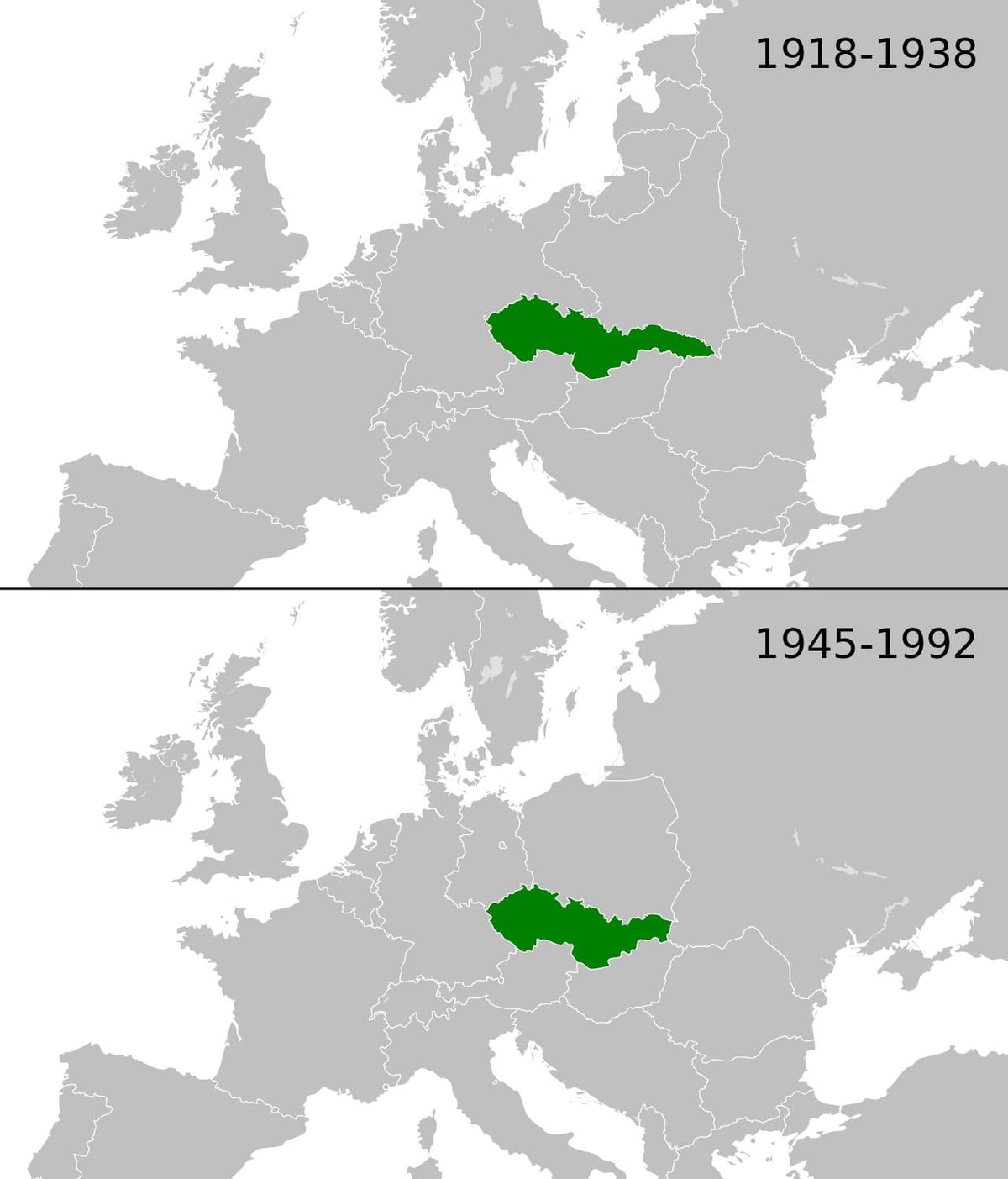 carte de l'Europe de la Tchécoslovaquie