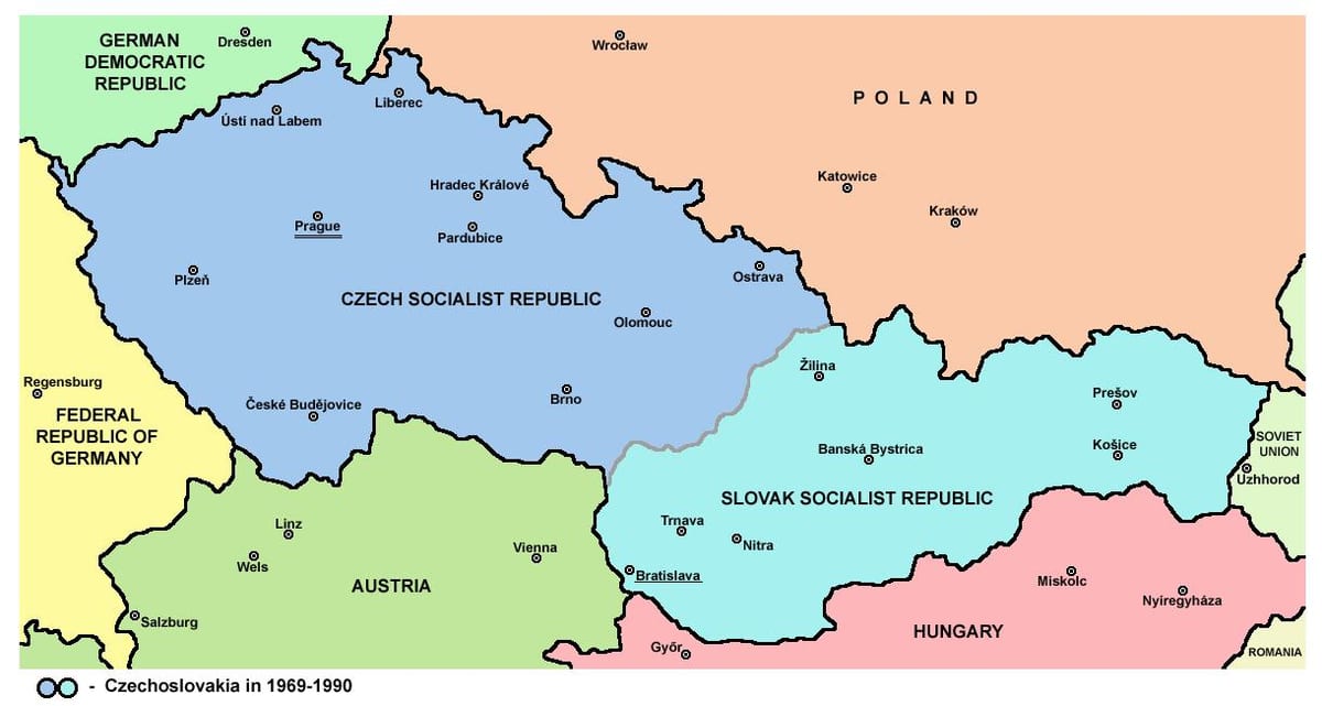 carte de la Tchécoslovaquie