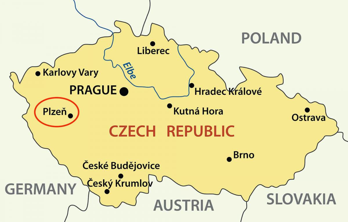 Plzen en république tchèque carte