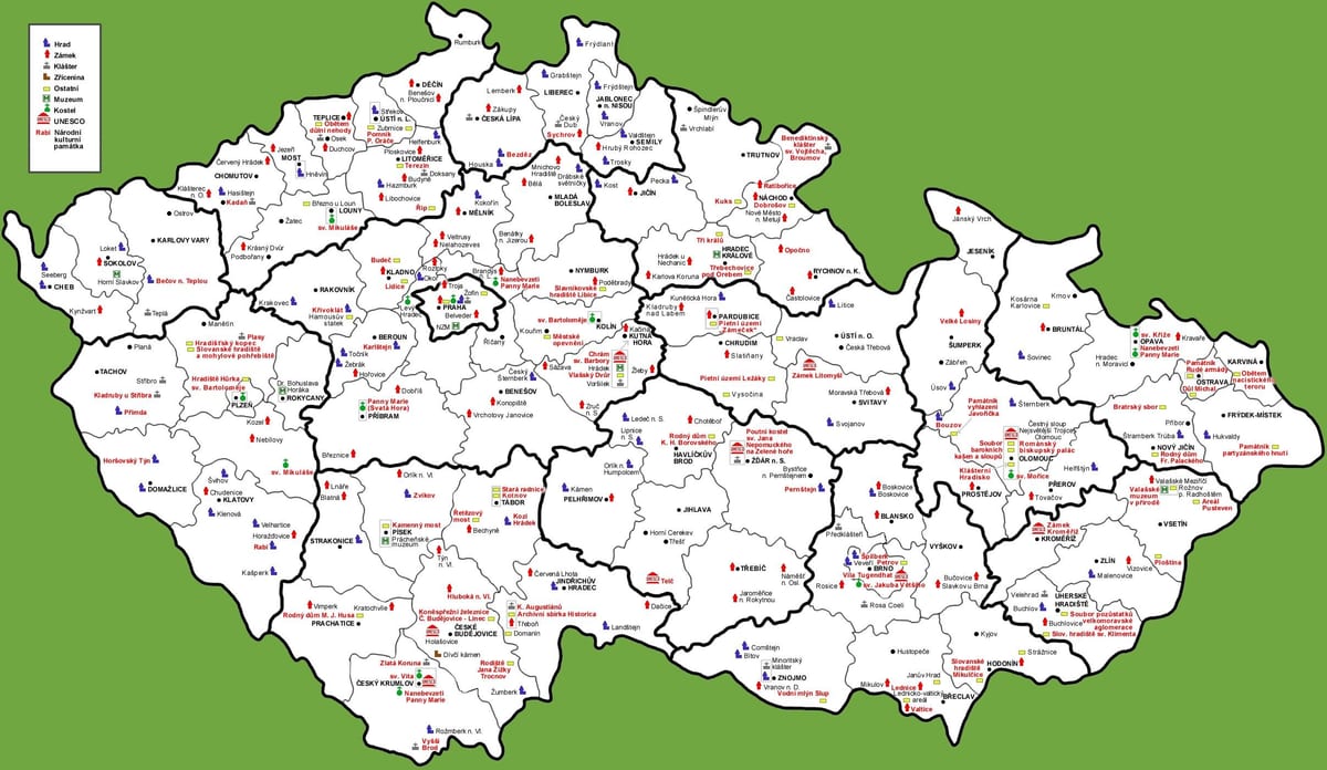 La république tchèque carte de musées