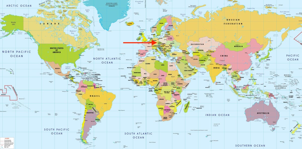 République tchèque dans la carte du monde