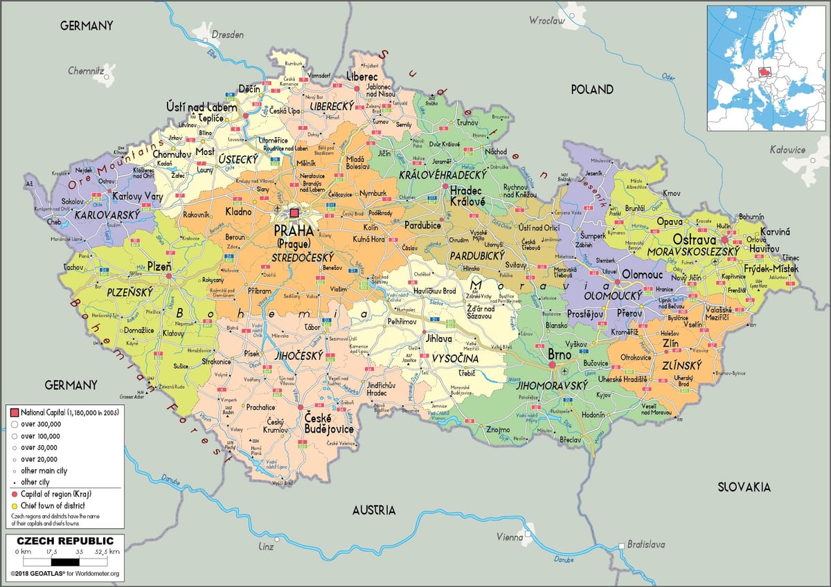 carte politique de république tchèque