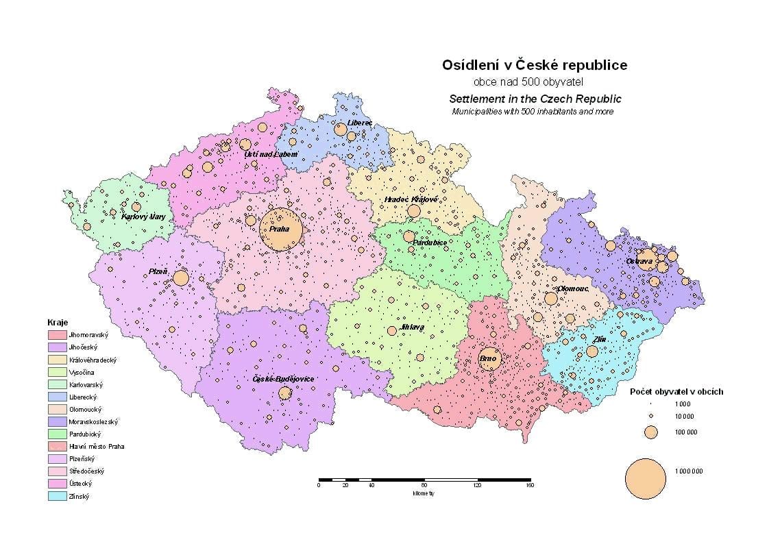 La république tchèque municipalités de la carte