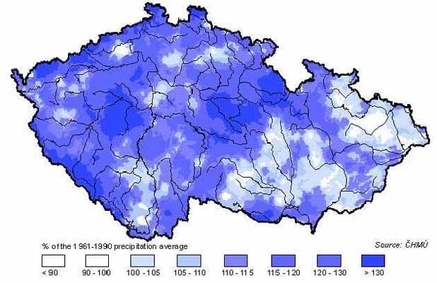 La république tchèque pluie carte