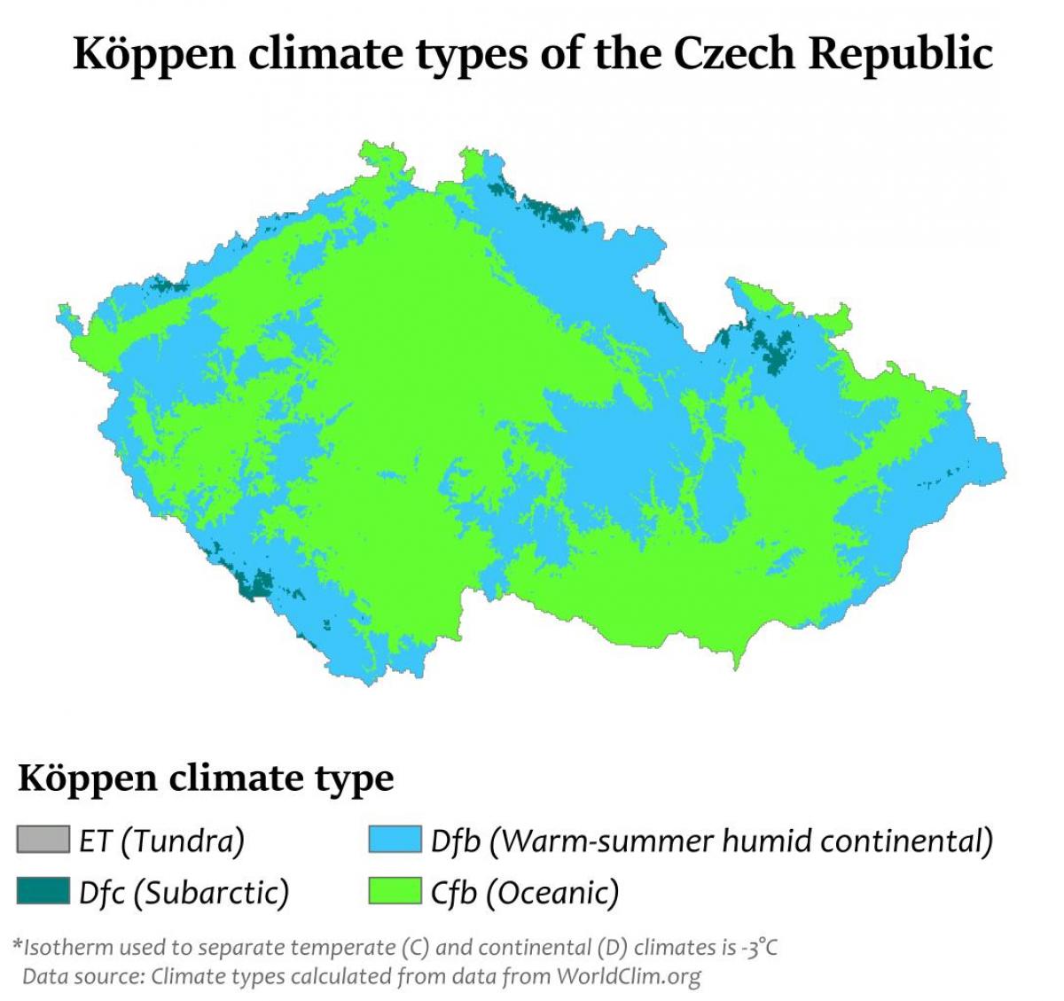 La république tchèque carte climatique