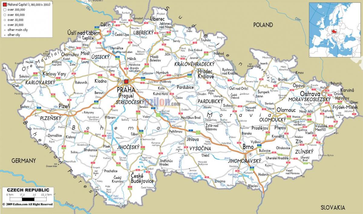 La république tchèque carte des routes