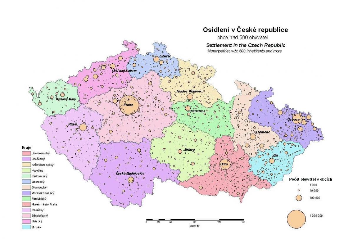 La république tchèque municipalités de la carte
