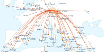 Carte de Czech airlines itinéraire
