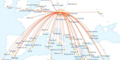 Carte de Czech airlines itinéraire