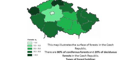 La république tchèque forêts de la carte