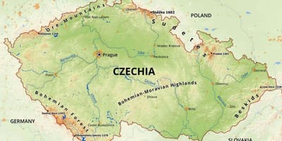 La république tchèque carte des monts