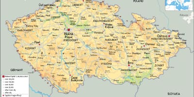 Carte physique de république tchèque
