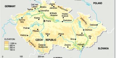 La république tchèque carte d'altitude